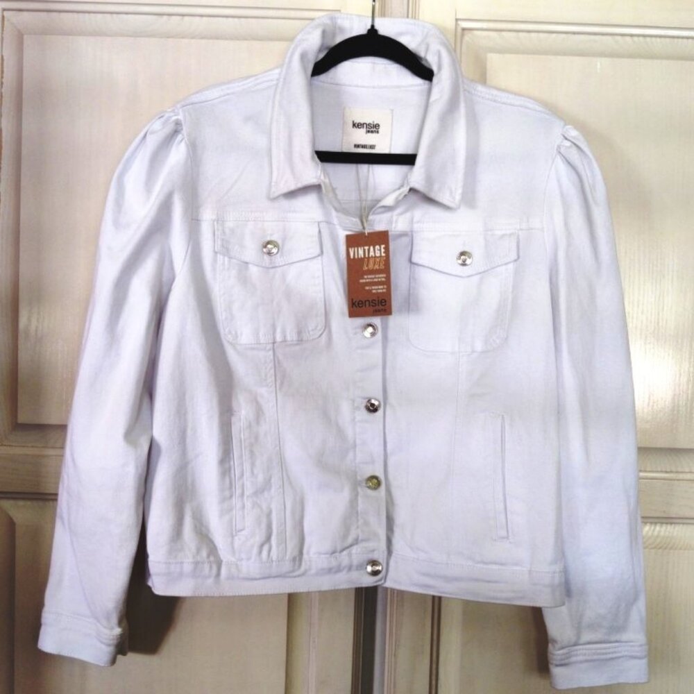 Kenzie Jeans Vintage Lux White Denim Jacket, SZ XL, NWT